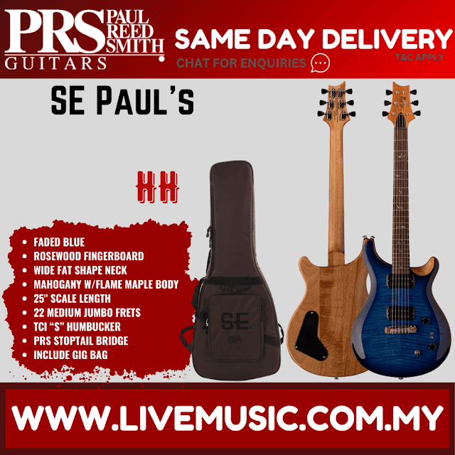 PRS SE Paul's Guitar Electric Guitar w/Bag, Faded Blue Burst