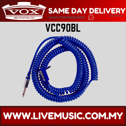 Vox VCC90 9M Vintage Coiled Guitar Cable - Blue (VCC-90/VCC 90)