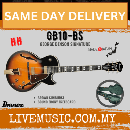 Ibanez GB10-BS George Benson Signature Electric Guitar w/Case, Brown Sunburst ( GB10 BS / GB10BS )