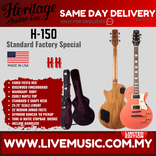 Heritage Standard Factory Special H-150 Electric Guitar, Faded Fiesta Red (  H150  H 150 )
