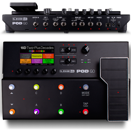 Line 6 POD Go Guitar Multi-effects Floor Processor with LMC Hard Case, String, Cable And Adaptor (LINE6 PODGO)