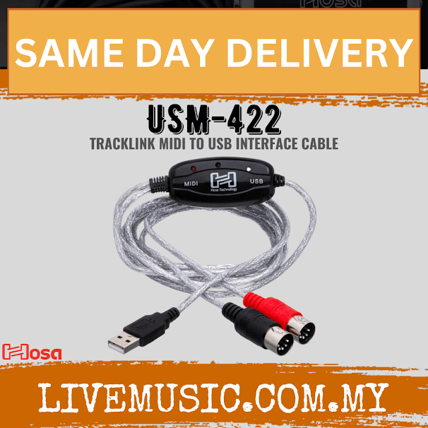 Hosa USM-422 USB MIDI Cable, 6ft (USM422/USM 422)
