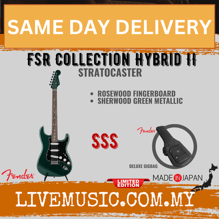 Fender FSR Collection Hybrid II Stratocaster Electric Guitar, RW FB, Sherwood Green Metallic