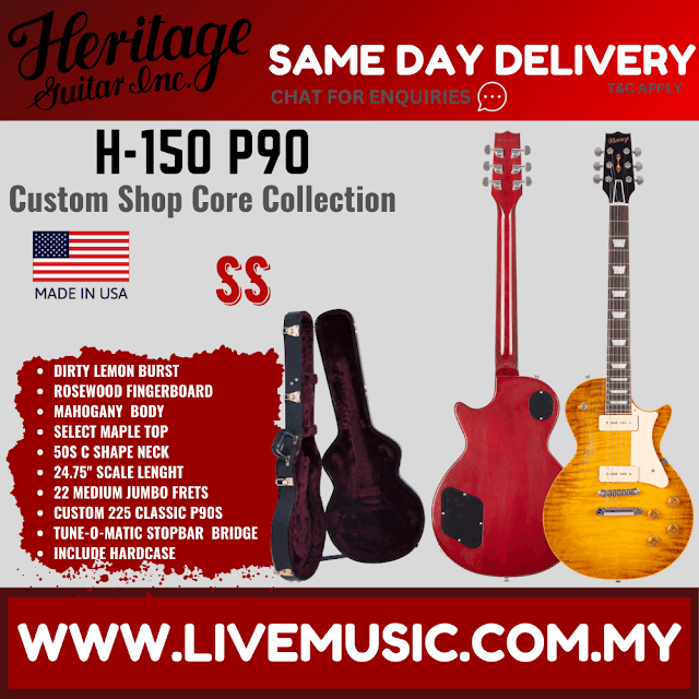 Heritage Custom Shop Core Collection H-150 P90 Electric Guitar with Case, Dirty Lemon Burst ( H-150 P90 )