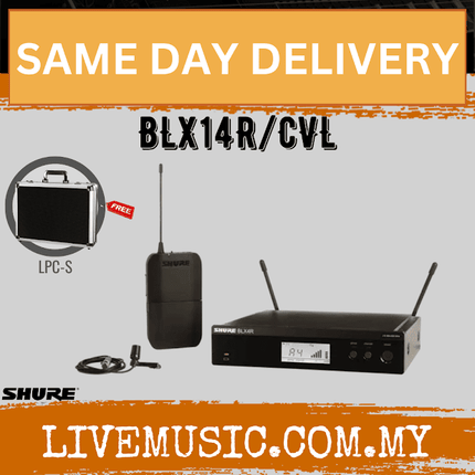 Shure BLX14R/CVL Wireless Rack-mount Presenter System, BLX4R Wireless Receiver, BLX1 Bodypack Transmitter & CVL Lavalier Microphone ( BLX14R-CVL / BLX14RCVL )