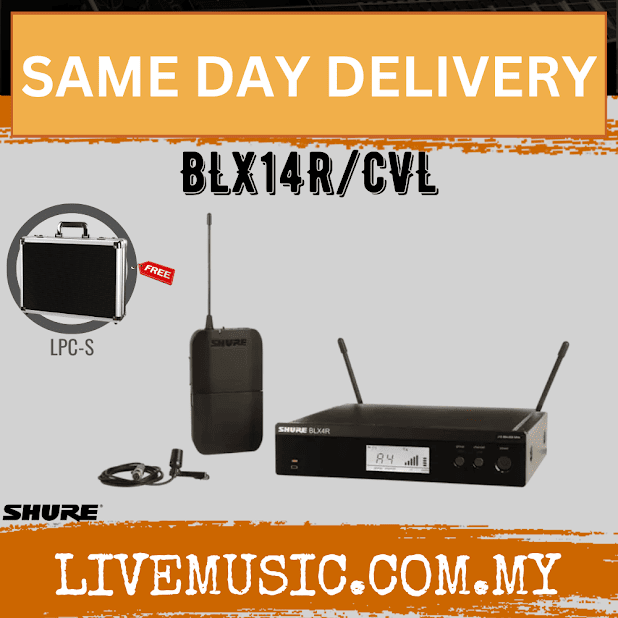 Shure BLX14R/CVL Wireless Rack-mount Presenter System, BLX4R Wireless Receiver, BLX1 Bodypack Transmitter & CVL Lavalier Microphone ( BLX14R-CVL / BLX14RCVL )