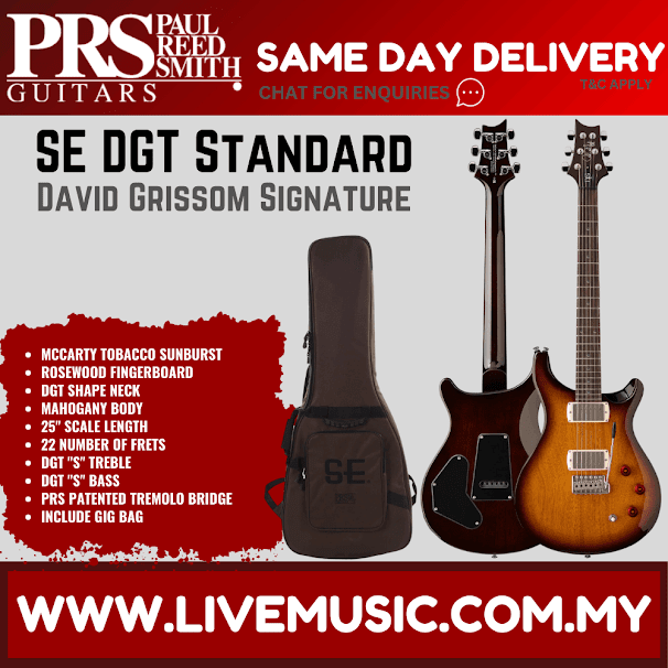 PRS SE DGT Standard David Grissom Signature Electric Guitar w/GigBag, Rosewood FB, McCarty Tobacco Sunburst