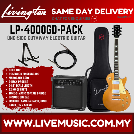 Livingston LP-4000 Les Paul Body HH Electric Guitar w/GA15II Amplifier Rosewood Fretboard - ( LP4000 LP 4000 )
