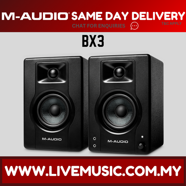 M-Audio BX3 Graphite 3.5-inch Active Studio Monitors - Pair ( BX 3 / BX-3 )