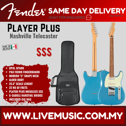 Fender Player Plus Nashville Telecaster Electric Guitar, Pau Ferro Fretboard - Opal Spark