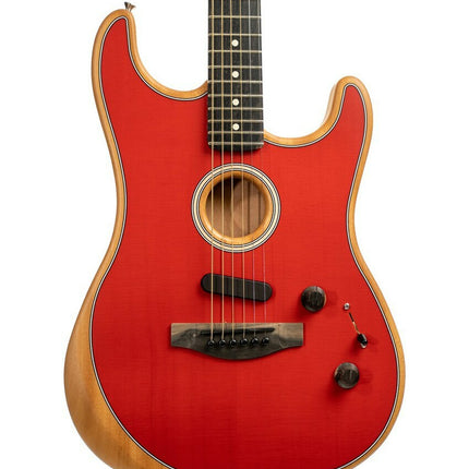 Fender American Acoustasonic Stratocaster Ebony Fretboard with Bag - Dakota Red