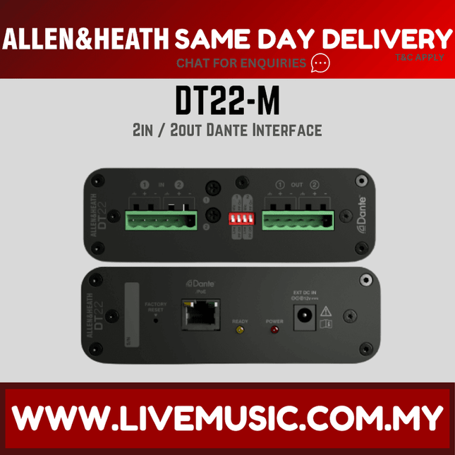 Allen & Heath DT22-M Dante Input / Output Interface ( DT22 M / DT22M )