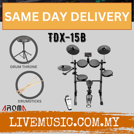 AROMA TDX-15B Digital Drum Set with Silicon Drum Pad With Drumstick And Drum Throne (TDX 15B / TDX15B )