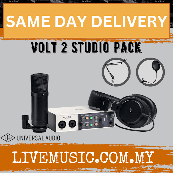 Universal Audio Volt 2 Studio Pack USB C Audio Interface, Condenser Microphone, Headphones And Software With Mic Stand And Boom Arm ( Volt2 )