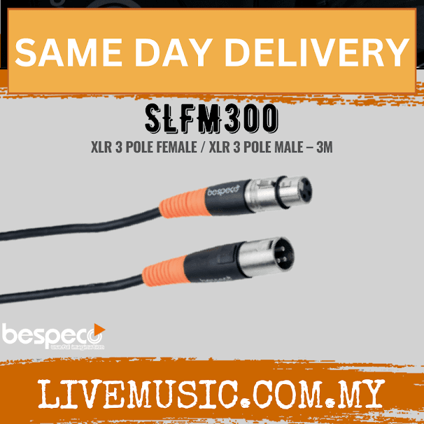 Bespeco SLFM300 Silos Series Microphone Cables Cannon 3M ( SLFM 300 / SLFM-300 )