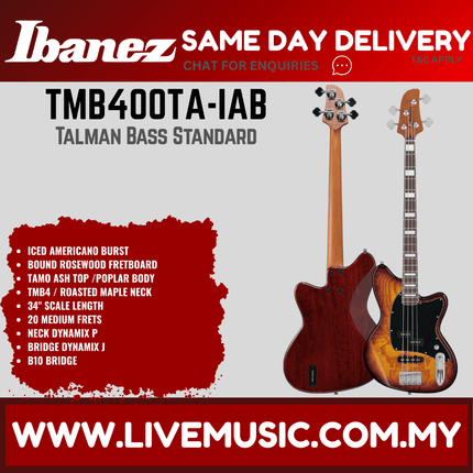 Ibanez TMB400TA-IAB Talman Electric Bass Guitar, Iced Americano Burst (TMB400TA-IAB/TMB400TA IAB)