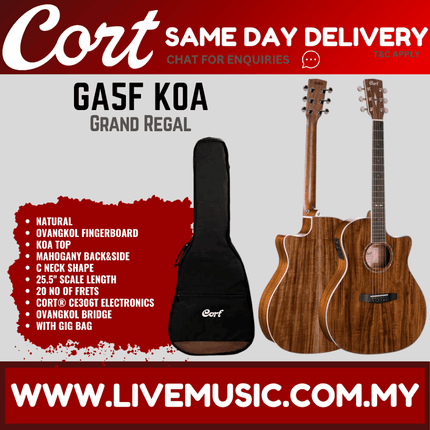 Cort GA5F-Koa Cutaway Acoustic-Electric Guitar - Natural ( GA5F Koa / GA5FKoa )