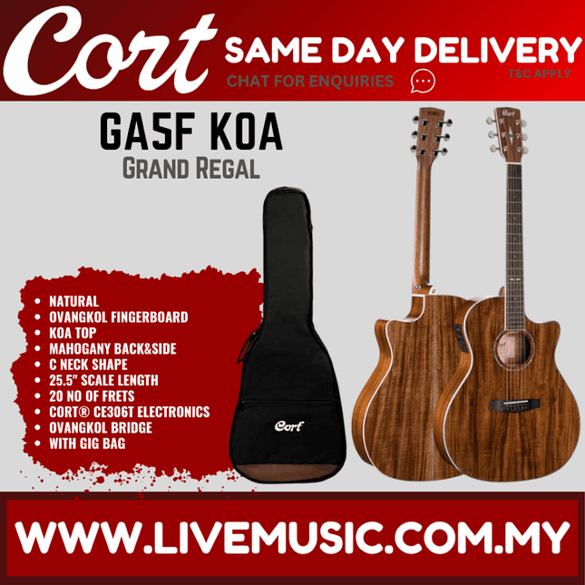 Cort GA5F-Koa Cutaway Acoustic-Electric Guitar - Natural ( GA5F Koa / GA5FKoa )