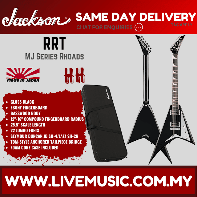 Jackson MJ Series Rhoads RRT Electric Guitar, Ebony FB, Gloss Black