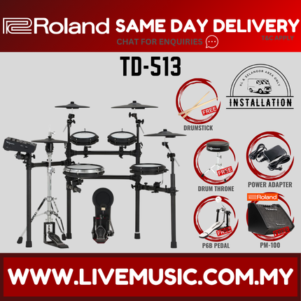 Roland TD-513 Electronic Digital Drum Set w/Accessories ( TD513 TD 513 ) Replace TD 25K TD-25K