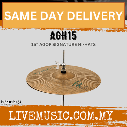 AGH15 15-inch hi-hats cymbal with bronze top and central rod mount
