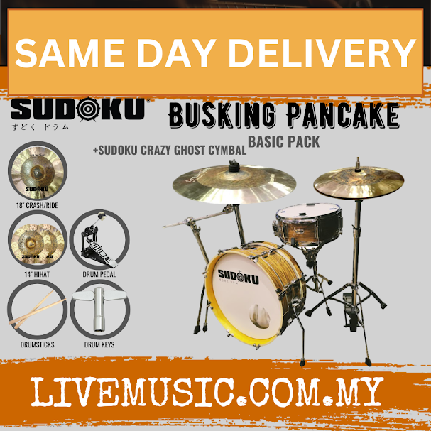 Sudoku Busking Pancake Street Portable Acoustic Drum Set w/Drumsticks,Single Pedal,Crazy Ghost Cymbal