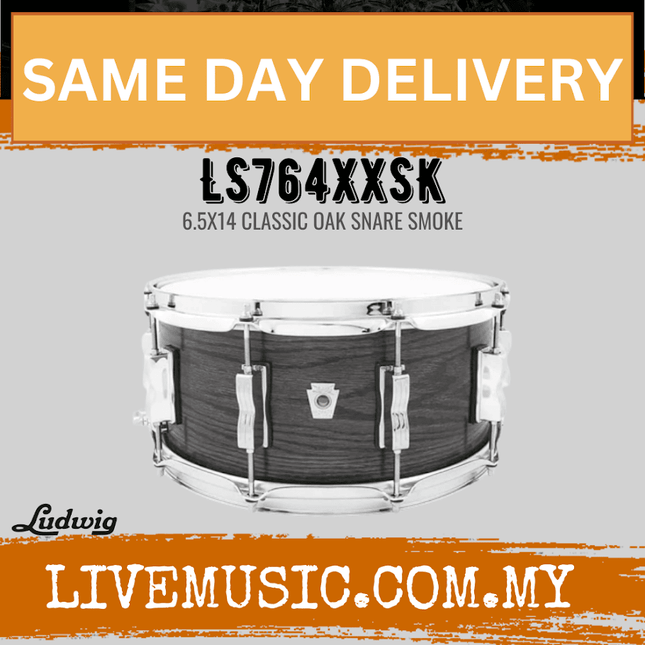 Ludwig LS764XXSK 6.5x14inch Classic Oak Snare Drum, Smoke