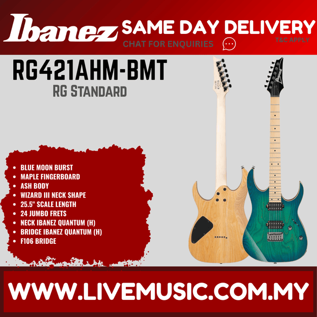 Ibanez RG421AHM Solid Body Electric Guitar - Blue Moon Burst (RG421-AHM/RG421AHM-BMT)