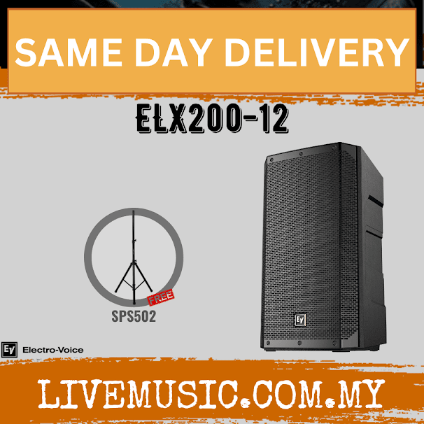 EV Electro-Voice ELX200-12 1200W 12" Passive Speaker With Speaker Stand And Cable - Each ( ELX200 12 / ELX20012 )