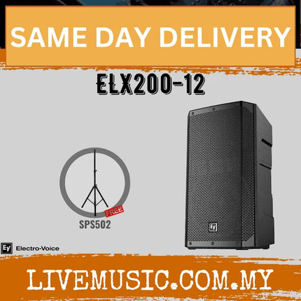 EV Electro-Voice ELX200-12 1200W 12" Passive Speaker With Speaker Stand And Cable - Pair ( ELX200 12 / ELX20012 )