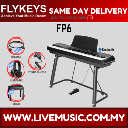 Flykeys FP6 88-Key Budgetary Beginner Digital Piano w/Piano Bench And Headphone - White / Black ( FP-6 / FP 6 )