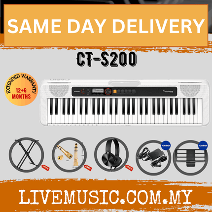 Casio CT-S200 61-Keys Casiotone Keyboard with Keyboard Stand, Damper pedal, Headphone And Bag - White ( CTS200 / CT S200 )