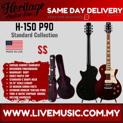 Heritage Standard Collection H-150 P90 Electric Guitar with Case, Oxblood ( H150 H 150 )