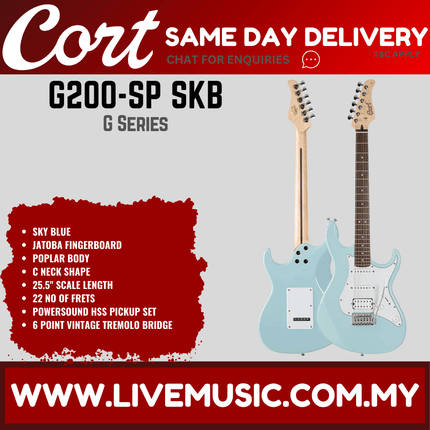 Cort G200-SP SKB Special Production Electric Guitar Jatoba Fretboard with Gig Bag - Sky Blue (G200 SP/G200SP)