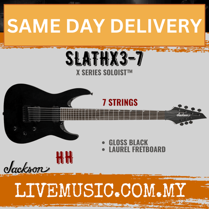 Jackson SLATHX3-7 X Series Soloist 7-String Electric Guitar - Gloss Black (SLATHX3-7/SLATHX3-7)
