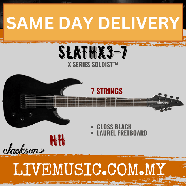 Jackson SLATHX3-7 X Series Soloist 7-String Electric Guitar - Gloss Black (SLATHX3-7/SLATHX3-7)