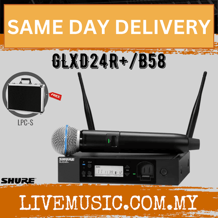 Shure GLXD24R+/B58 Digital Wireless Handheld System with Beta 58A Capsule w/Case ( GLXD24R+ / B58 )