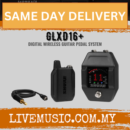 Shure GLXD16+ Digital Wireless Guitar Pedal System with WA305 Guitar Cable