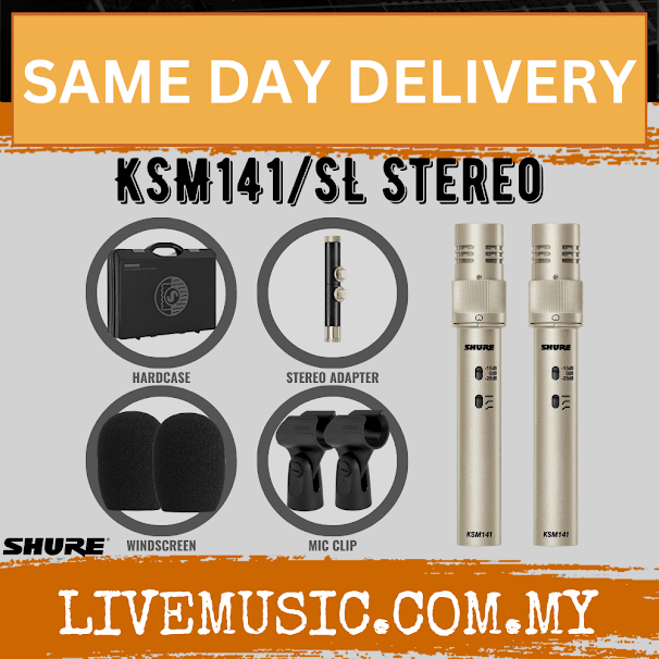 Shure KSM141/SL STEREO Condenser Microphone - Stereo Pair ( KSM141-SL / KSM141SL / KSM141 SL )