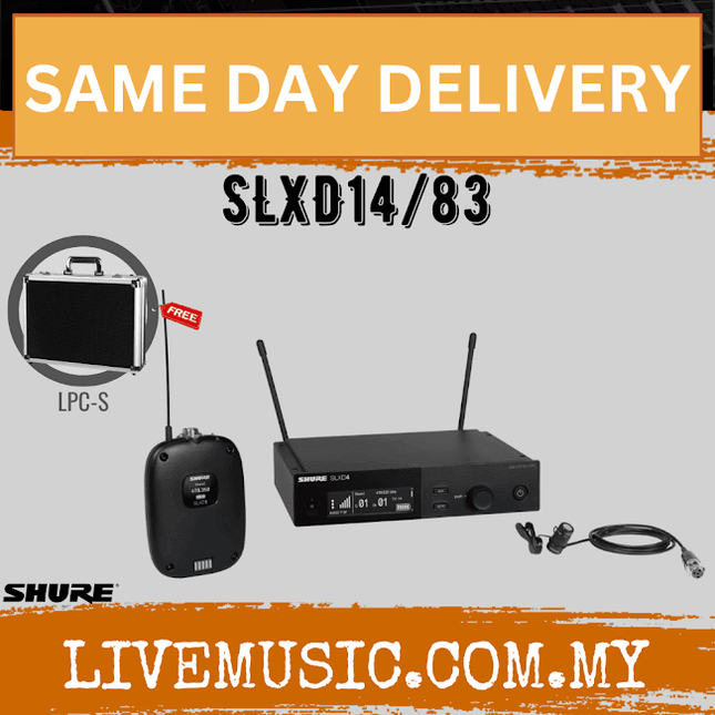 Shure SLXD14/83 Wireless System with SLXD1 Bodypack Transmitter and WL183 Lavalier Microphone ( SLXD SLXD14-83 / SLXD1483 )