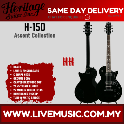 Heritage Ascent Collection H-150 Electric Guitar -Black ( H150 H 150 )