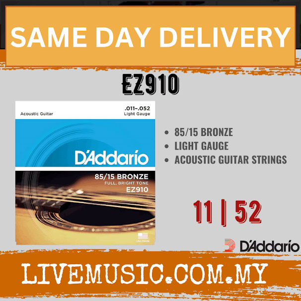 D'Addario EZ910 - 85/15 Bronze Acoustic Strings, Light (11-52)(DAddario)