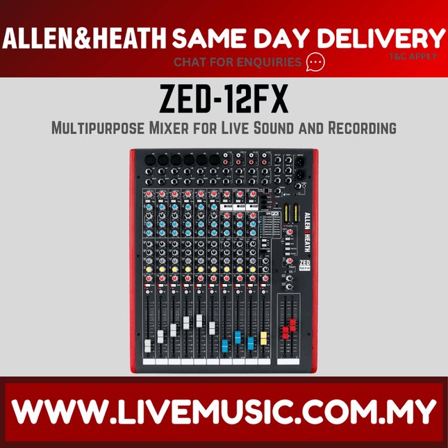 Allen & Heath ZED-12FX Mixer with USB and Effects ( ZED12FX / ZED 12FX )