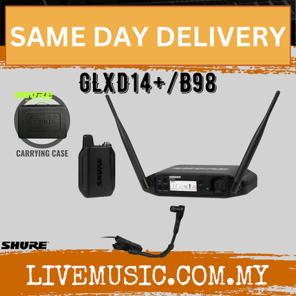 Shure GLXD14+/B98 Digital Wireless Instrument System with WB98H/C Gooseneck Microphone ( GLXD14+ / B98 )