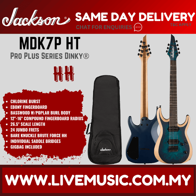 Jackson Pro Plus Series DK Modern MDK7P HT Electric Guitar, Ebony FB, Chlorine Burst