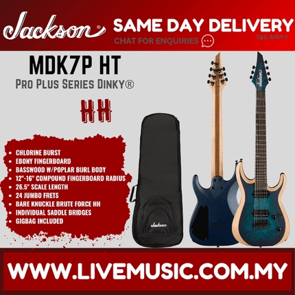 Jackson Pro Plus Series DK Modern MDK7P HT Electric Guitar, Ebony FB, Chlorine Burst
