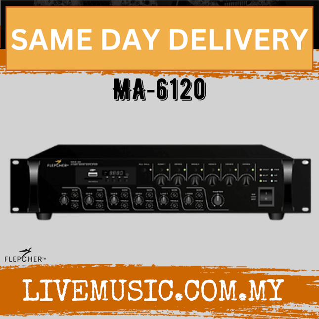 Flepcher MA-6120 6 Zone Mixer Amplifier with Bluetooth, MP3, FM Tuner ( MA6120 / MA 6120 )