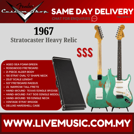 Fender Custom Shop 1967 Stratocaster Heavy Relic Guitar, Aged Sea Foam Green