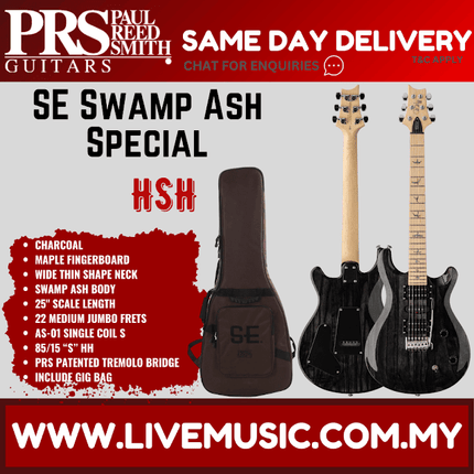 PRS SE Swamp Ash Special Electric Guitar w/Bag, Charcoal
