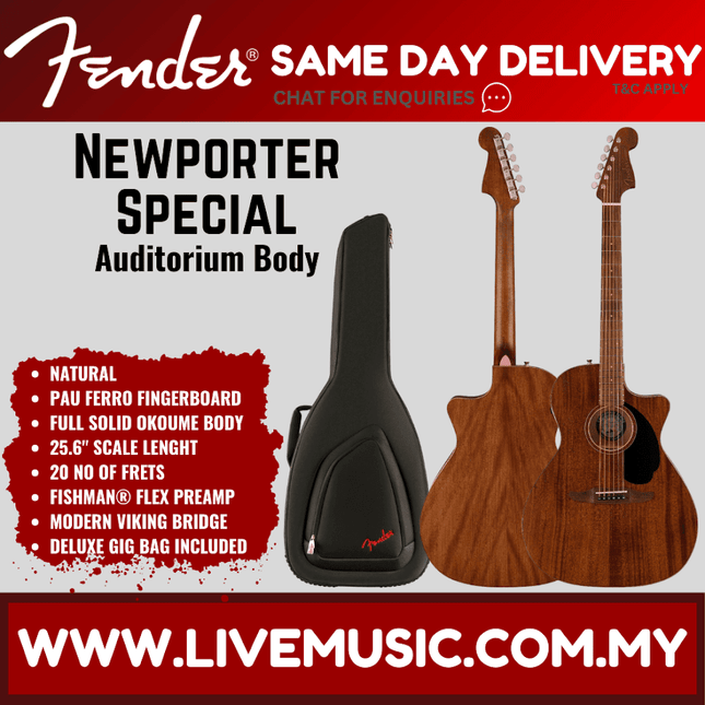 Acoustic guitar with natural mahogany body and black gig bag